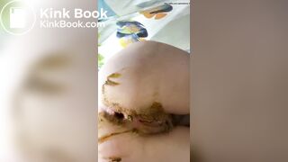 Butt plug removed she poops her big white panties