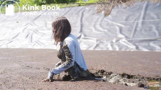 First Pig Manure Lagoon - girl masturbating in pigshit