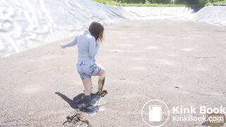 First Pig Manure Lagoon - girl masturbating in pigshit