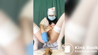 Self enema of a smutty nurse
