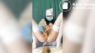 Self enema of a smutty nurse
