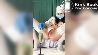 Self enema of a smutty nurse