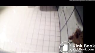 Girl shit on the floor in a public toilet