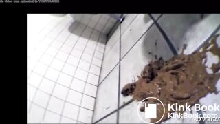 Girl shit on the floor in a public toilet