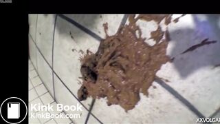 Girl shit on the floor in a public toilet