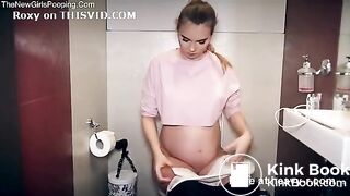 Pregnant Woman Pooping on the Toilet