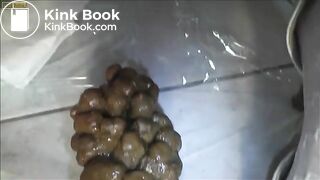 very white girl in stockings taking a massive shit..