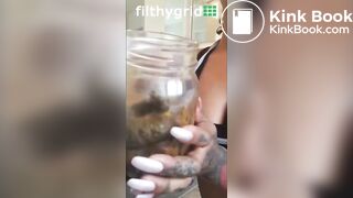 Redbone shitting in a jar