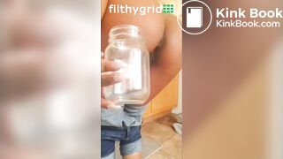 Redbone shitting in a jar