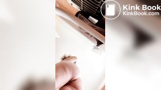 Dirty Blonde bitch shitts in a bag & make a mess