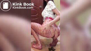 Girl with sexy body shitting