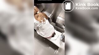 Woman grunts while pooping