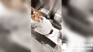 Woman grunts while pooping