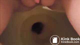 Pregnant red head toilet dump