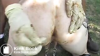 Anal scat outdoors..