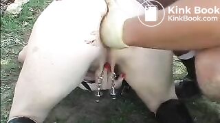 Anal scat outdoors..