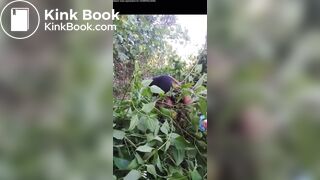 Girl pooping in bush