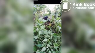Girl pooping in bush