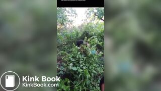 Girl pooping in bush
