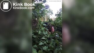 Girl pooping in bush
