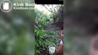 Girl pooping in bush