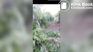 Girl pooping in bush
