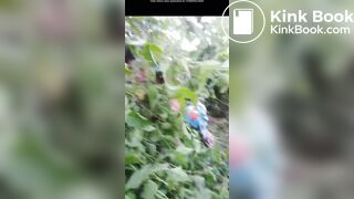 Girl pooping in bush