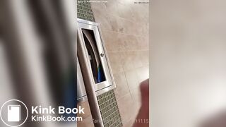 Smelling her poo on a public toilet..