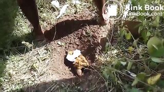 African lady carrying a poo to its grave..