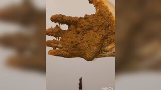 japanese girl put hand in pooped plastic glove 2