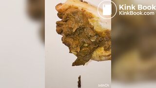 japanese girl put hand in pooped plastic glove 2