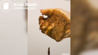 japanese girl put hand in pooped plastic glove 2