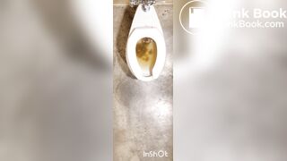 Two women shitting in public toilet