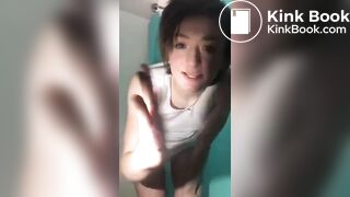Sweet girl poops her white panties