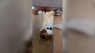 Chinese voyeur wet shit with gas in ditch