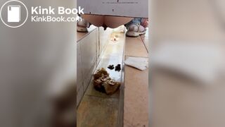 Chinese voyeur wet shit with gas in ditch