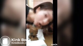 Japanese slave licks shit from plug