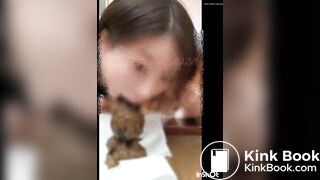 Japanese slave licks shit from plug