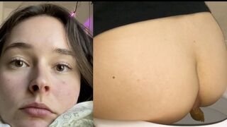 Girl Pooping on Toilet Close-Up POV Face (Collage Edit)