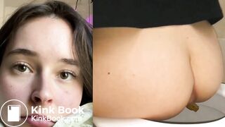 Girl Pooping on Toilet Close-Up POV Face (Collage Edit)