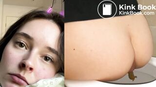 Girl Pooping on Toilet Close-Up POV Face (Collage Edit)