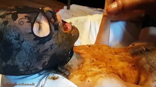 Enjoying poop covered cock in her pussy