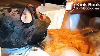 Enjoying poop covered cock in her pussy