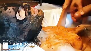 Enjoying poop covered cock in her pussy