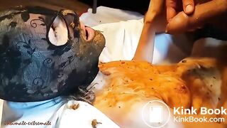 Enjoying poop covered cock in her pussy