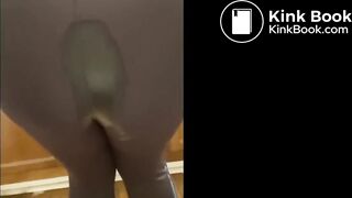 girl has diarrhea in black leggings