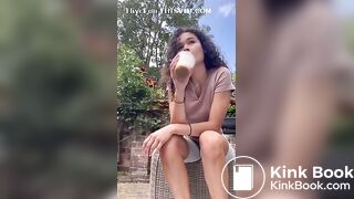 Cute lightskin ebony shits outside