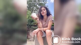 Cute lightskin ebony shits outside