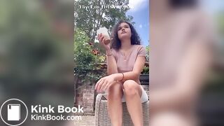 Cute lightskin ebony shits outside