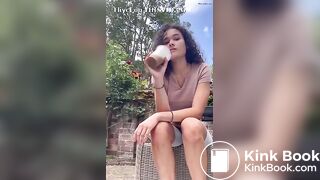 Cute lightskin ebony shits outside